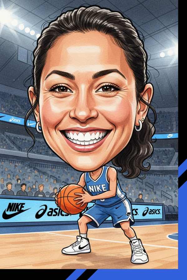 AI caricature photobooth creating custom digital bobblehead portraits with branded artwork during a live event activation.